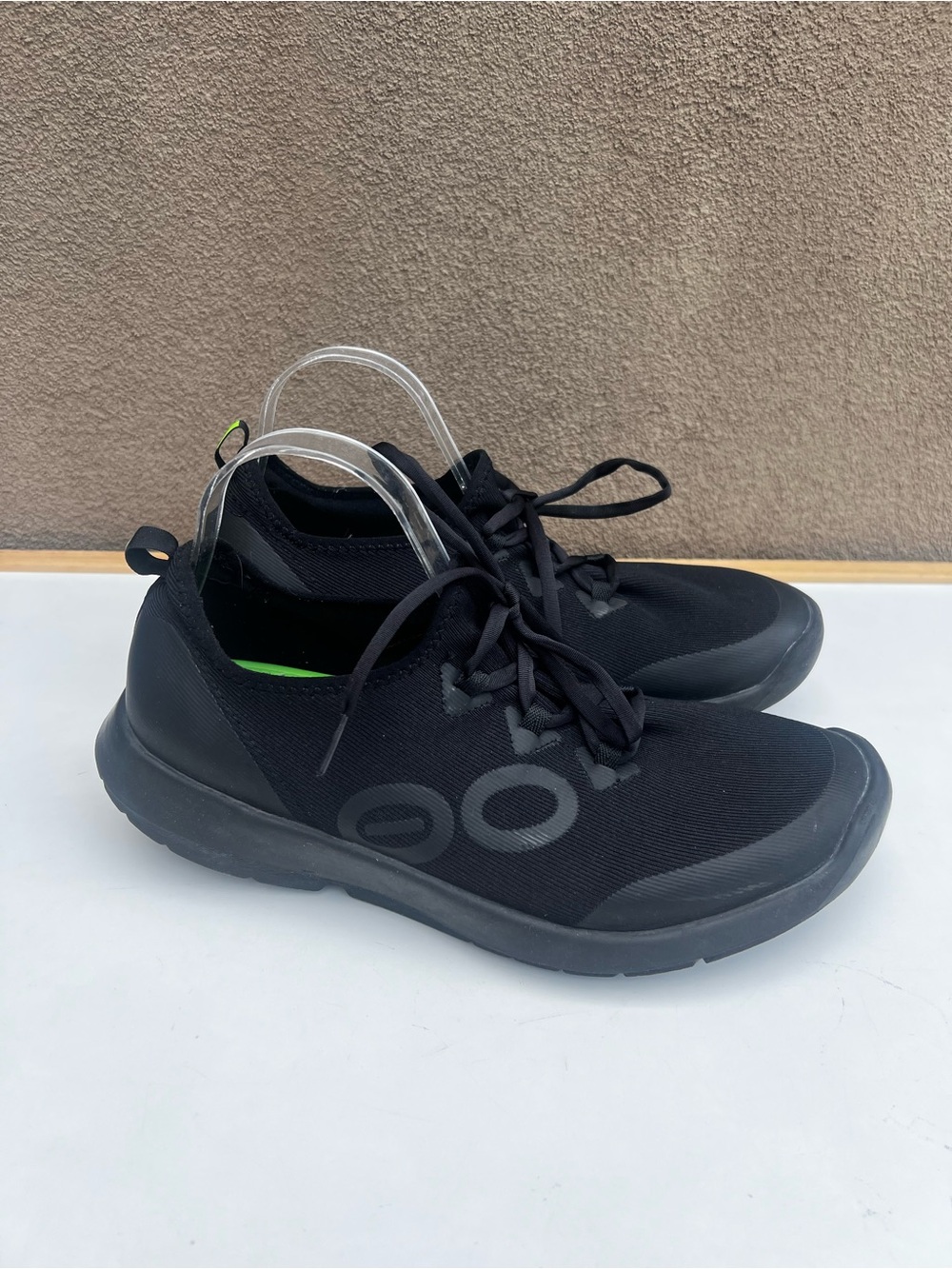 OOFOS OOmy Stride Shoes Mens Size 11 Black Running Sneakers Lace Up Comfort
